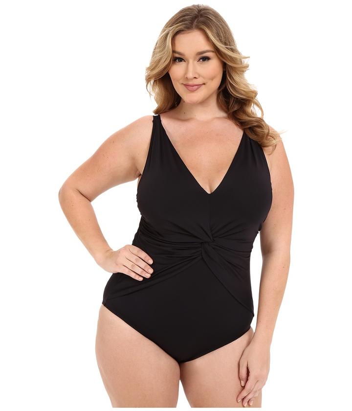 Michael Michael Kors - Logo Solids Deep -v Twist Maillot One-piece Plus