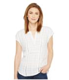 Two By Vince Camuto - Gauze Stripe Split Neck Blouse With Faggoting