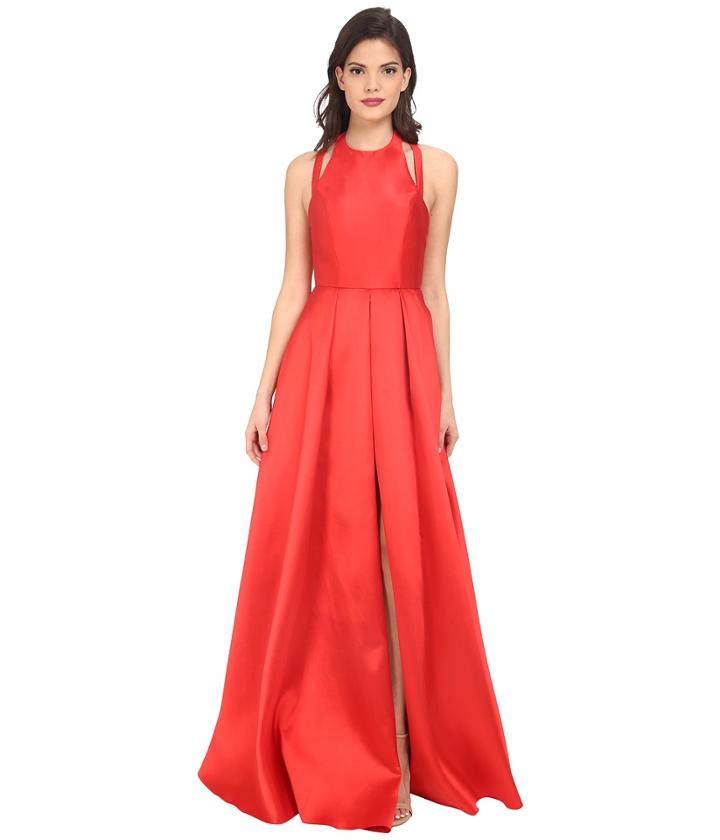 Faviana - Frosted Satin Gown With Split Front Overskirt 7752