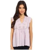 Rebecca Taylor - Sleeveless Stitched Square Embroidery Top