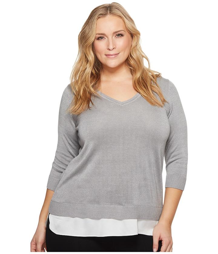 Calvin Klein Plus - Plus Size Lurex Twofer Sweater