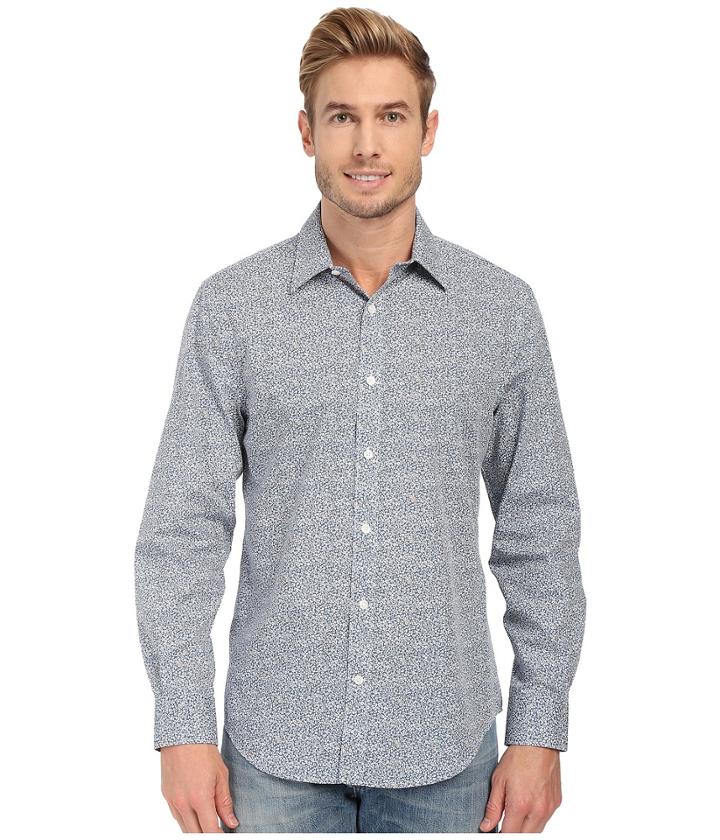 Perry Ellis - Long Sleeve Mini Floral Print Non-iron Shirt