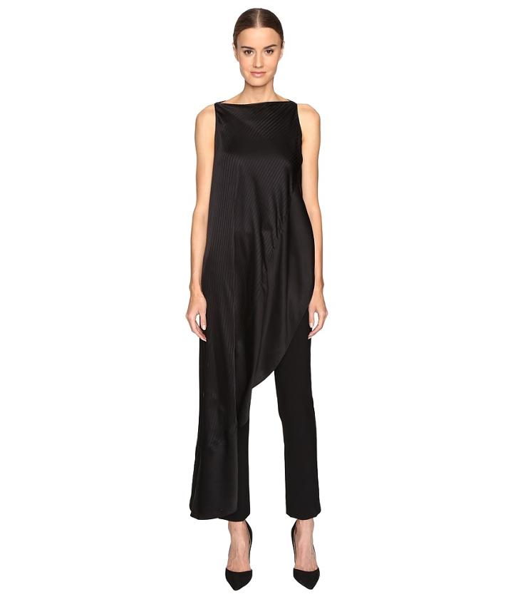 Zac Posen - Stripe Charmeuse Asymmetrical Top