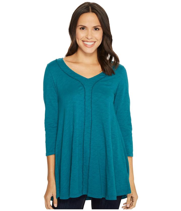 Mod-o-doc - Slub Jersey 3/4 Sleeve Swingy Tunic Dress