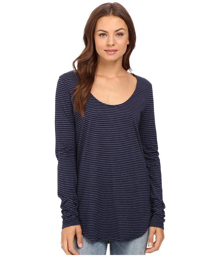 Michael Stars - Sapphire Jersey Stripe Long Sleeve U-neck Tee