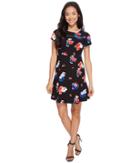 Vince Camuto Specialty Size - Petite Short Sleeve Traveling Blooms Flare Dress