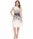 Tahari By Asl Petite - Petite Dot Print Fit-and-flare Dress