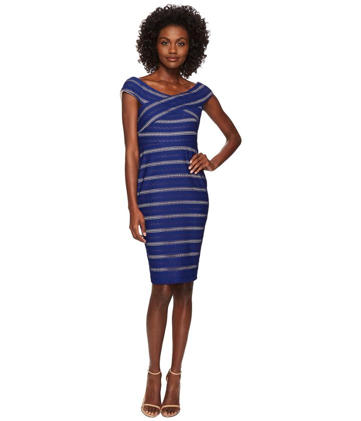Cece - Jessa - Off The Shoulder Knit Stripe Dress