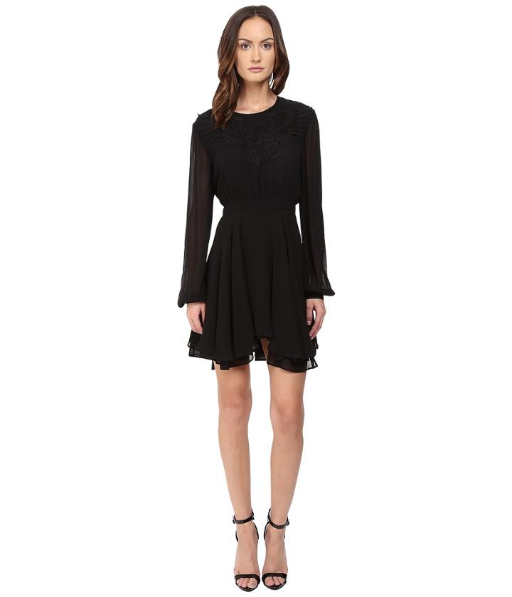 Just Cavalli - Pieced Eagle Detail Long Sleeve Solid Dress