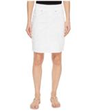 Tribal - 19 Stretch Twill Pull-on Distressed Skirt In White