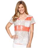Tribal - Printed Jersey Short Sleeve Rolled V-neck Top