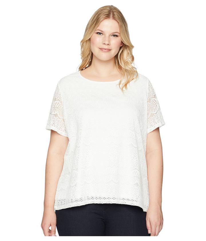 Calvin Klein Plus - Plus Size Short Sleeve Lace Top