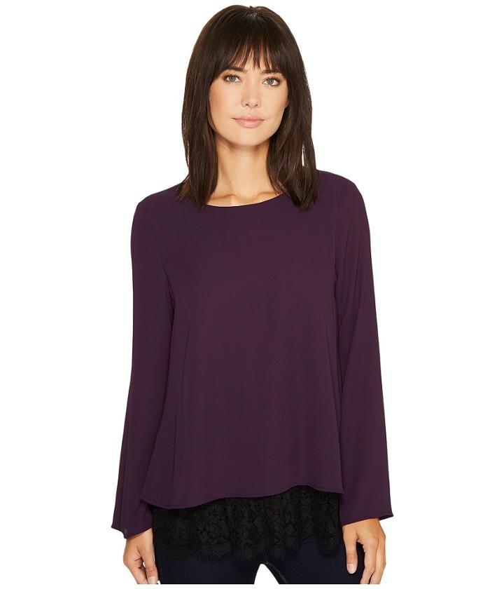 Karen Kane - Sheer Overlay Lace Hem Top