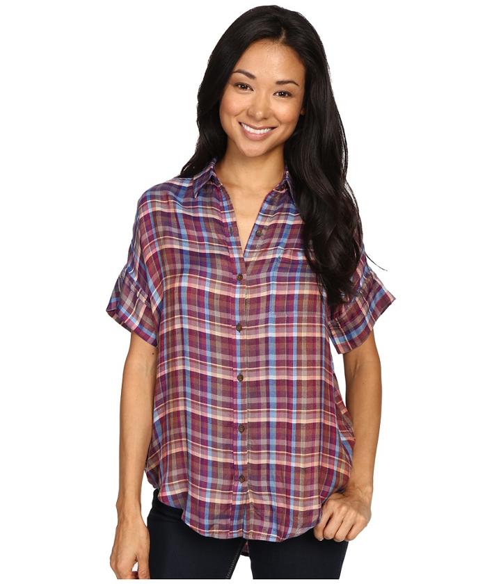 Lucky Brand - Short Sleeve Plaid Top
