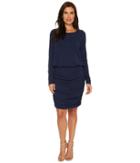 Mod-o-doc - Cotton Modal Spandex Jersey Long Sleeve Blouson Dress With Shirred Skirt