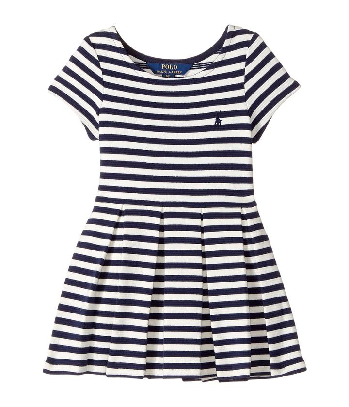 Polo Ralph Lauren Kids - Striped Pleated Ponte Dress