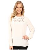 Vince Camuto - Long Sleeve Blouse With Embroidered Lace Yoke