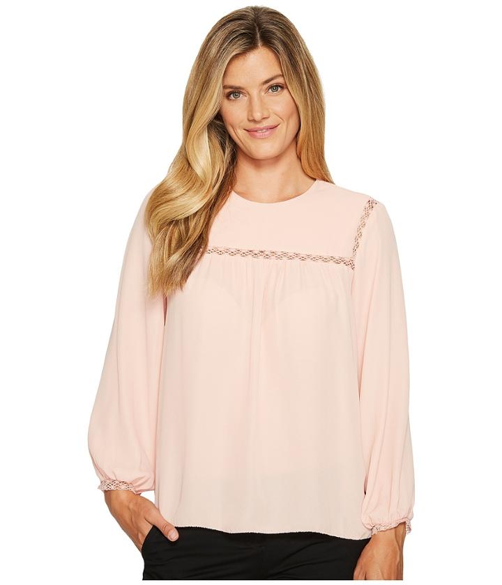 Ivanka Trump - Georgette Long Sleeve Lace Trim Blouse