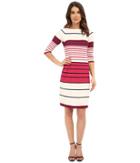 Donna Morgan - 3/4 Sleeve Striped Scuba Shift Dress