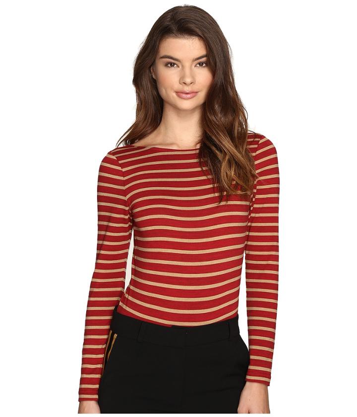 Laveer - Striped Long Sleeve Scoop Bodysuit