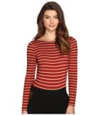 Laveer - Striped Long Sleeve Scoop Bodysuit