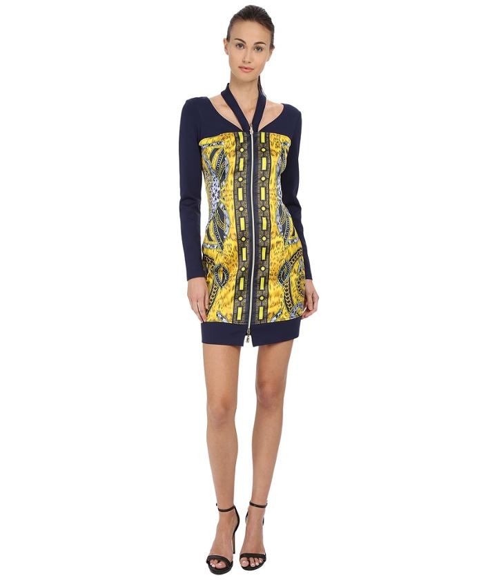 Versace Jeans - Long Sleeve Zipper Front Printed Dress