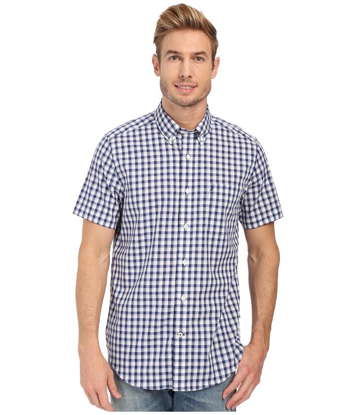 Nautica - Short Sleeve Wrinkle Resistant Plaid Pocket
