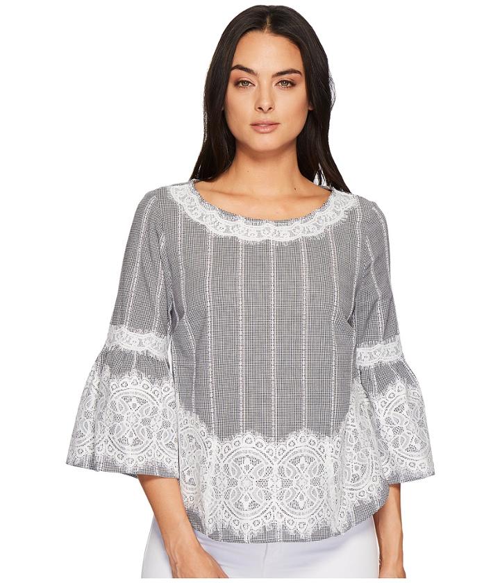 Cece - Bell Sleeve Blouse W/ Lace Trim