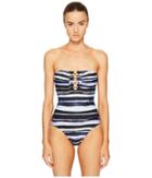 Proenza Schouler - Cactus Stripe Print Bandeau One-piece W/ Barbell Trim