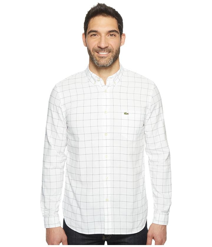 Lacoste - Long Sleeve Bold Windowpane Check Oxford Regular Fit