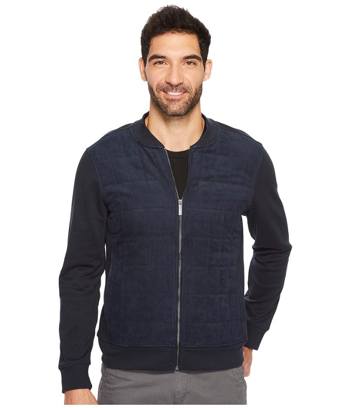 Perry Ellis - Quilted Faux Suede Full Zip