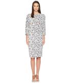 Adam Lippes - Printed Crepe Boat Neck Dress W/ Balloon Sleeve