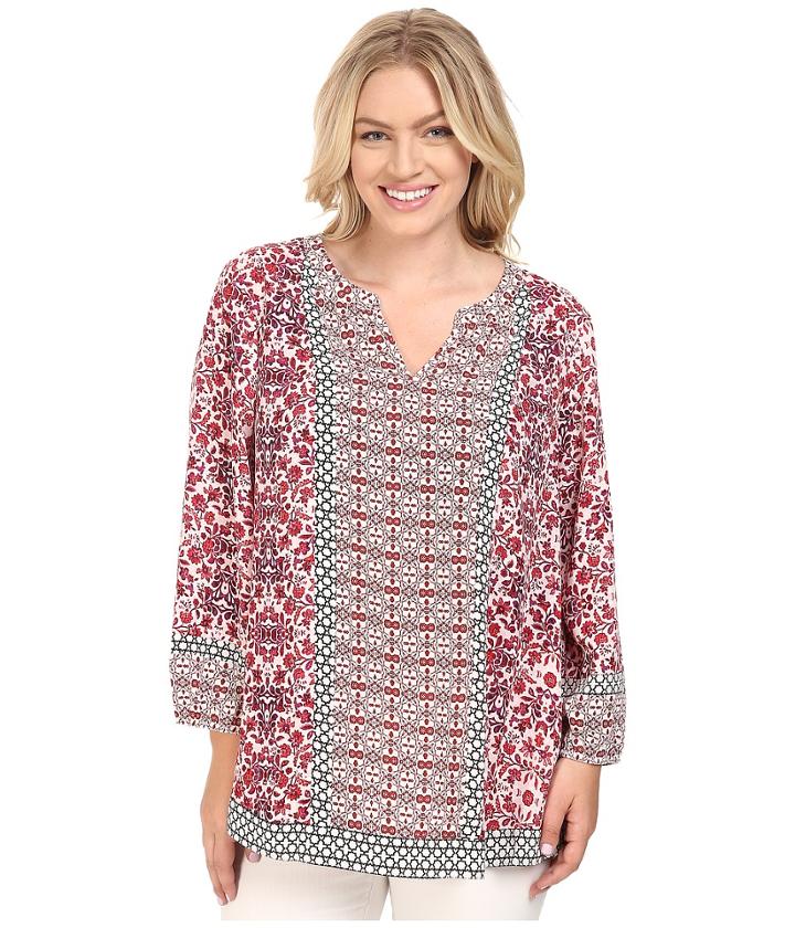 Nydj Plus Size - Plus Size Pattern Mixing Blouse