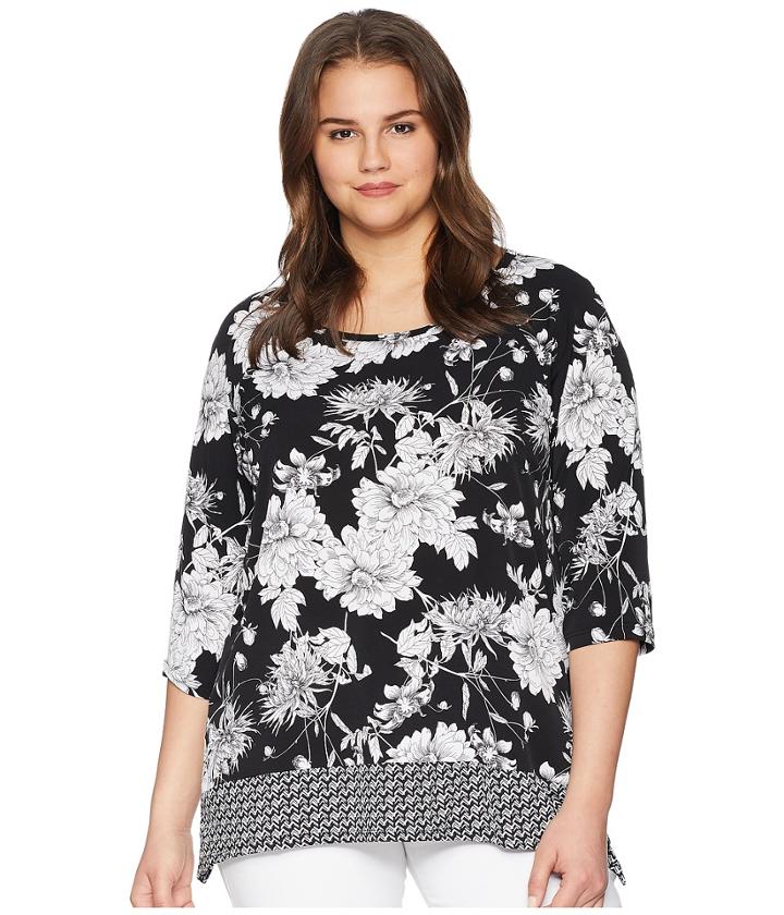 Karen Kane Plus - Plus Size Contrast Hem Handkerchief Top