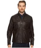 Cole Haan - 26 1/2 Zip Front Open Bottom Trucker Jacket With Flap Patch Pockets At Chest And Side Entry