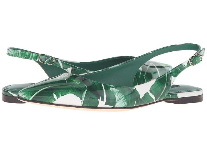 Dolce &amp; Gabbana - Banana Leaf Print Patent Flat Slingback
