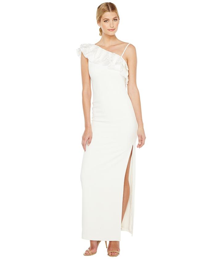 Badgley Mischka - Asymmetrical Lace Trimmed Gown