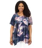 Nally &amp; Millie - Plus Size Yellow Navy Multi Tunic