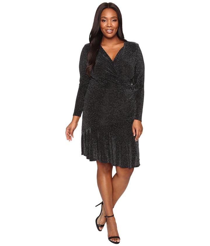 Michael Michael Kors - Plus Size Long Sleeve Wrap Flounce Dress