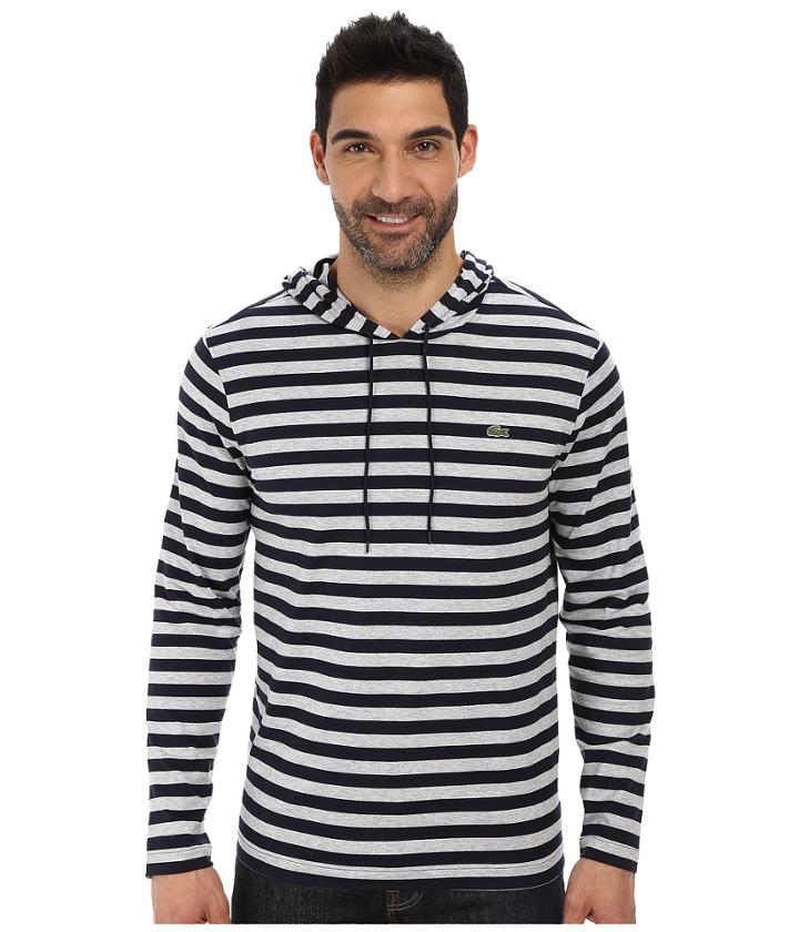 Lacoste Long Sleeve Hooded Stripe Tee Shirt