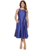 Tahari By Asl Petite - Petite Shantung Tea Length W/ Necklace Dress