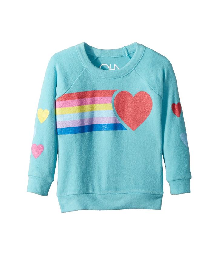 Chaser Kids - Love Knit Raglan Rainbow Heart Pullover