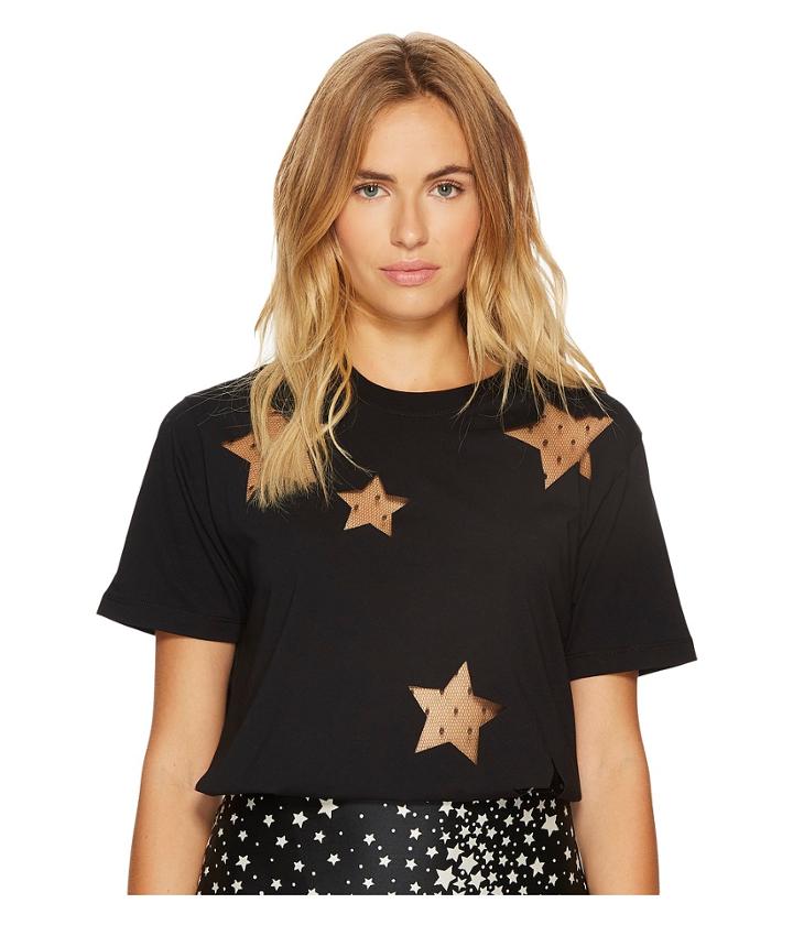Red Valentino - Light Cotton Jersey Heatsealed Point D'esprit Stars Top