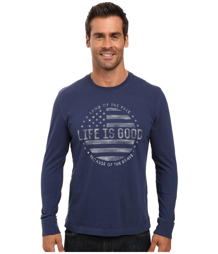 Life Is Good - Land Of The Free Flag Long Sleeve Crusher Tee