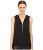 The Kooples - Mixed Materials Woven Jersey Tank Top
