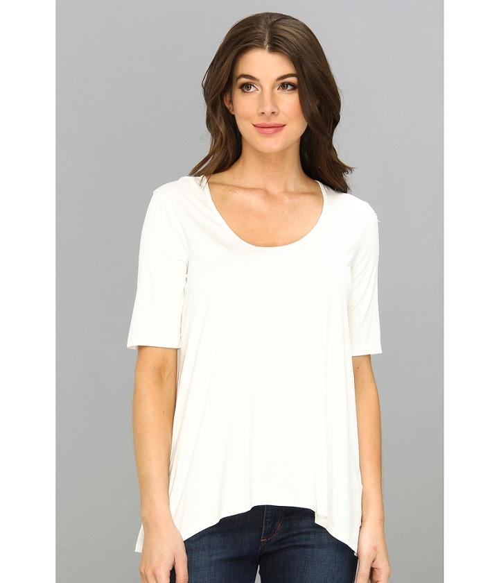 Three Dots - Lightweight Viscose 1/2 Sleeve Relaxed High-low Tee