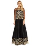 Tahari By Asl - Embroidered Mesh Ballgown