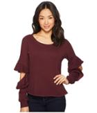 Lanston - Ruffle Cut Out Pullover Top