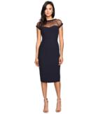 Maggy London - Crepe Jacquard Illusion Top Crepe Dress