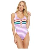 The Bikini Lab - Stripeout Plunge High Leg One-piece